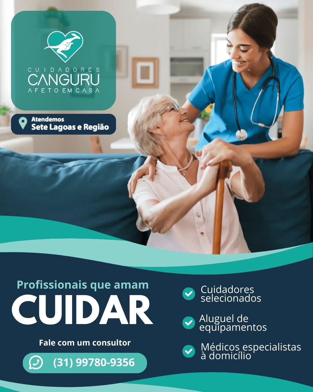 Na Cuidadores Canguru, acreditamos que cuidar é um ato de amor e respeito. 

Sabemos que cada família é única, por isso, nos esforçamos para criar um ambiente acolhedor e seguro, onde a confiança e a empatia são os pilares do nosso trabalho. 

Conte com a Cuidadores Canguru para oferecer o melhor cuidado para quem você ama, com a atenção e o carinho que eles merecem. "

Oferecemos também outras facilidades como:
🩺 Médicos especialistas á domicílio;
🩼Aluguel de equipamentos hospitalares; 
🚑 Ambulância para remoção e muito mais…

Entre em contato e fale com um consultor:
📞 (31) 99780-9353
 📍Atendemos Sete Lagoas/MG e Região.

#cuidadorescanguru #cuidadoresdepessoas #cuidadoresdeidosos #cuidadores
